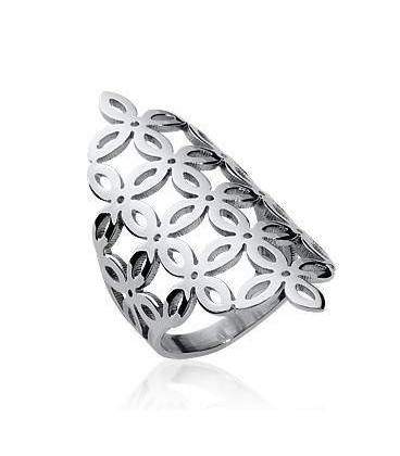 Bague femme acier enveloppante anneau en relief original 