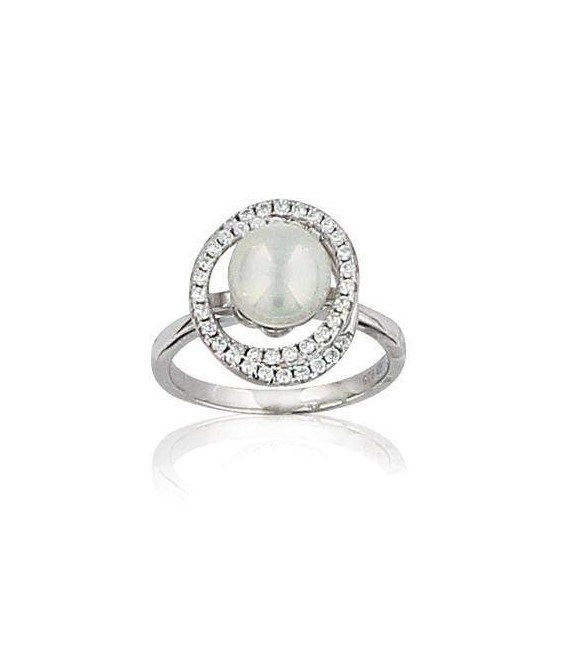 Bague argent perle de Majorque zirconium 