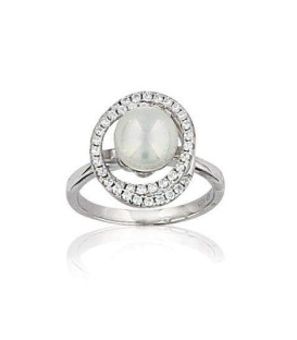 Bague argent perle de Majorque zirconium 
