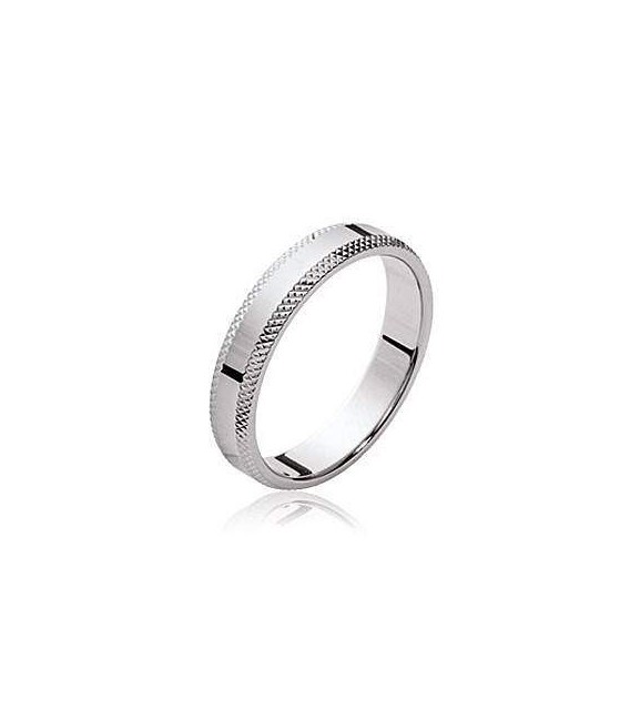 Bague anneau alliance argent massif diamanté stylisé 