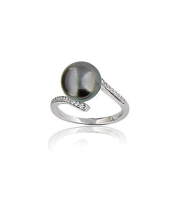 Bague argent massif perle de TAHITI véritable-1