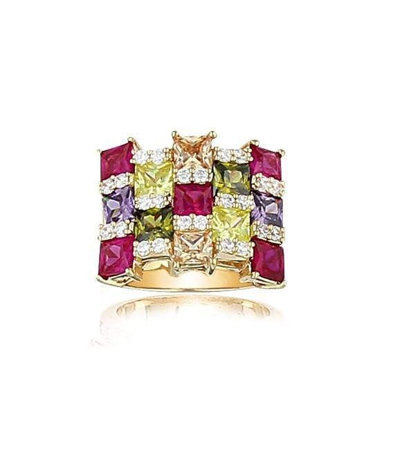 Grosse bague carrée femme zirconium-1