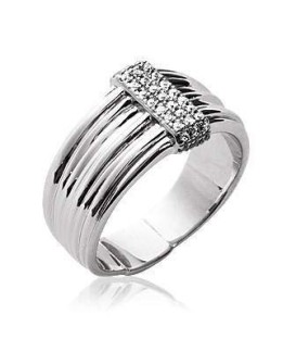 Bague argent plissée rangs zirconium 