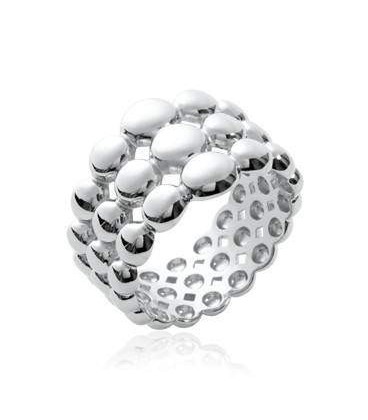 Bague anneau bulles d'argent massif 