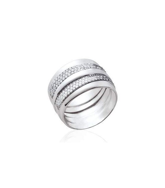 Bague tube argent massif zirconium 