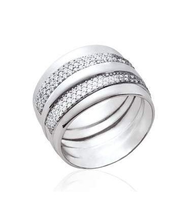 Bague tube argent massif zirconium 
