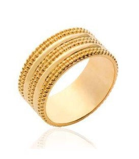 Bague tube fantaisie plaqué or perlée
