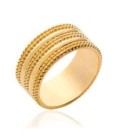 Bague tube fantaisie plaqué or perlée