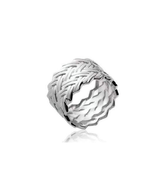 Bague tube large anneau argent beau tressage 