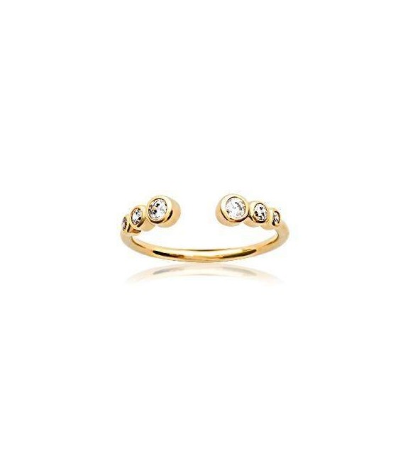Bague ouverte plaqué or six zirconium sertis rond en chute 