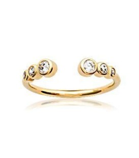 Bague ouverte plaqué or six zirconium sertis rond en chute