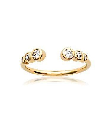 Bague ouverte plaqué or six zirconium sertis rond en chute 