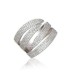 Grosse bague argent massif ajourées micro serti zirconium blanc 