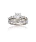 Bague argent duo de bagues de zirconium fiançailles mariage