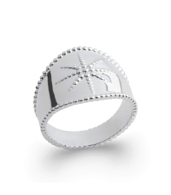 Bague argent massif anneau aux bords stylisés 