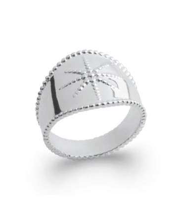 Bague argent massif anneau aux bords stylisés 
