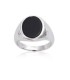 Grosse chevalière homme bague argent massif et onyx ovale 