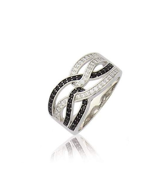 Bague argent massif entrelacs de zirconium blanc 