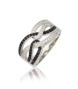 Bague argent massif entrelacs de zirconium blanc 