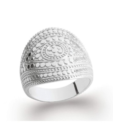 Grosse bague stylisée argent massif en relief 