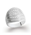 Grosse bague stylisée argent massif en relief
