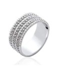 Bague argent alliance perlée un rang sur deux de zirconium en demi jonc