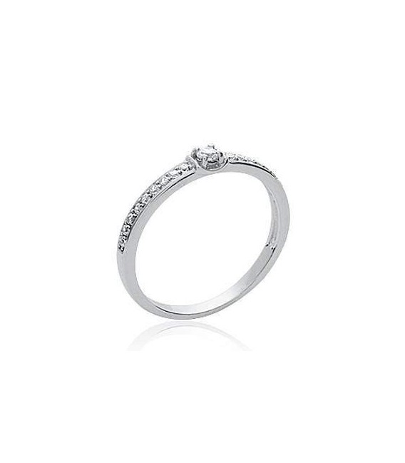 Bague fine argent massif demi jonc zirconium solitaire griffé 