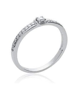 Bague fine argent massif demi jonc zirconium solitaire griffé 