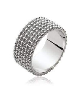 Bague argent large anneau plat en relief perlé