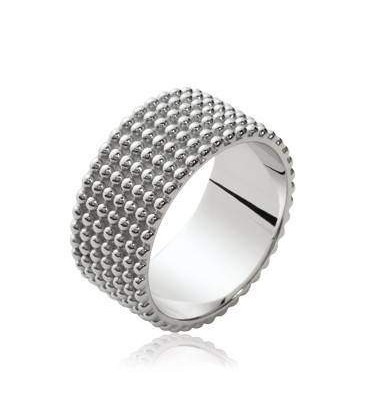 Bague argent large anneau plat en relief perlé 
