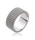 Bague argent large anneau plat en relief perlé 