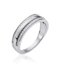 Bague alliance argent massif zirconium ronds sur deux rangs