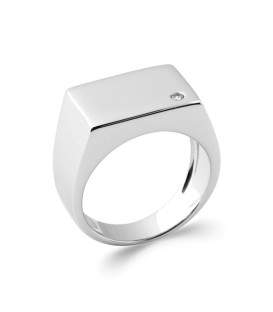 Grosse chevalière argent massif et zirconium