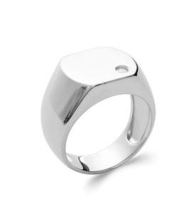 Chevalière bague argent massif et zirconium