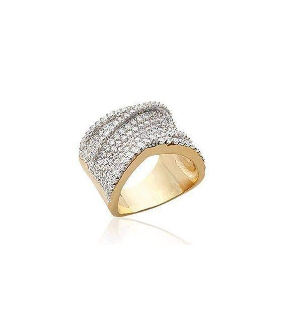 Grosse bague plaqué or sertis d'oxydes de zirconium 