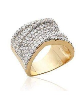 Grosse bague plaqué or sertis d'oxydes de zirconium 