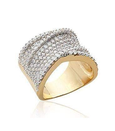 Grosse bague plaqué or sertis d'oxydes de zirconium 