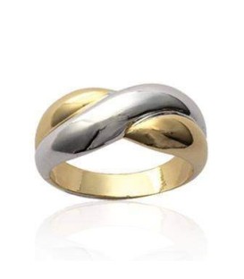 Bague bicolore entrelacs rhodiés plaqué or 