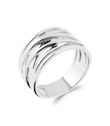 Grosse bague argent massif six anneaux entrecroisés ajourés 