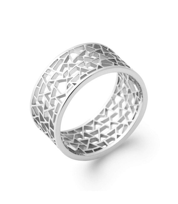 Bague argent massif anneau style graphique alliance 