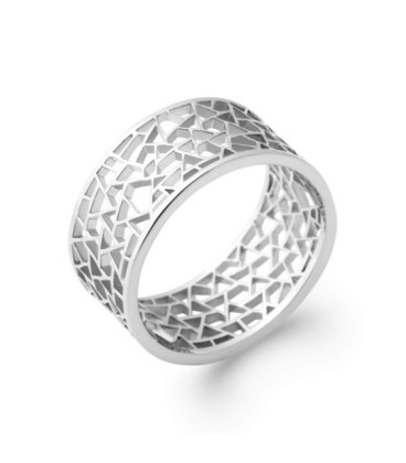 Bague argent massif anneau style graphique alliance 