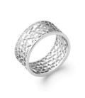 Bague argent massif anneau style graphique alliance