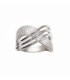 Grosse bague argent massif large anneau croisé pavage de zirconium 