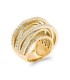 Superbe grosse bague plaqué or anneaux sertis d'oxydes de zirconium 