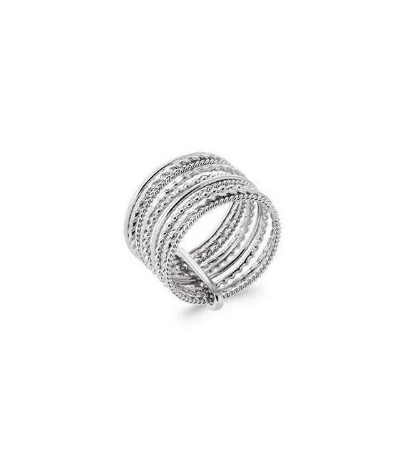 Bague argent massif semainier anneaux ciselés 