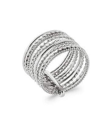 Bague argent massif semainier anneaux ciselés 