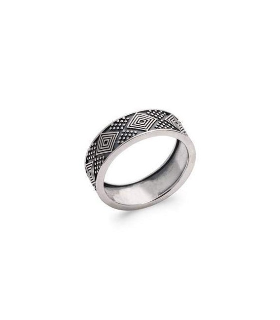 Bague alliance argent massif stylisée relief quantum 925 