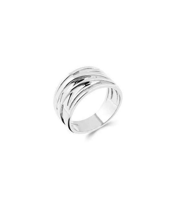 Bague alliance argent massif ouvragée sept anneaux entrelacés fixe 