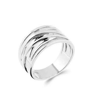 Bague alliance argent massif ouvragée sept anneaux entrelacés fixe 