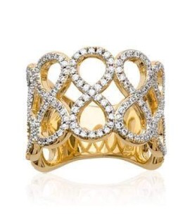Grosse bague plaqué or huit de zirconium "infini" sertis 